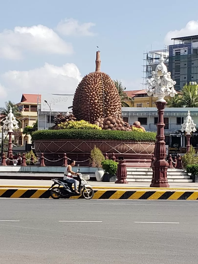 Durian Statue Roundabout in Kampot Cambodia